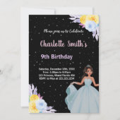 Gelbe Lila BlumenPrinzessin zum Geburtstag Einladung (Vorderseite)