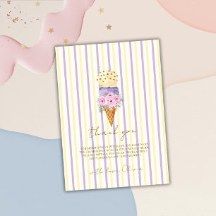 Gelbe Lila Blütenschaufel Eiscreme Babydusche Dankeskarte