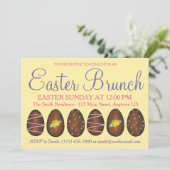 Gelbe Lila Buttercreme Osterkörbe Ei Brunch Einladung (Stehend Vorderseite)