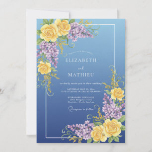 Gelbe Lila Flieder Eukalyptus Hochzeit Einladung