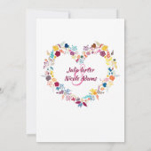 Gelbe Lila Frühlingsblumen mit Hochzeit Einladung (Rückseite)