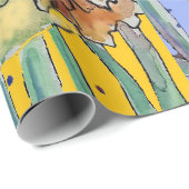 Gelbe Lila Frühlingsblumen Wasserfarbe Geschenkpapier (Rolleneckpunkt)