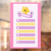 Gelbe Lila Girly Floral Blume Blossom Herzen Fensteraufkleber (Blatt 2)