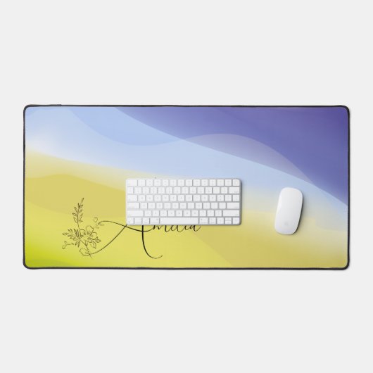 Gelbe lila Gradientenbezeichnung Schreibtischunterlage (Tastatur & Maus)