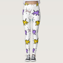 Gelbe Lila Hundebone Graffiti Leggings 1