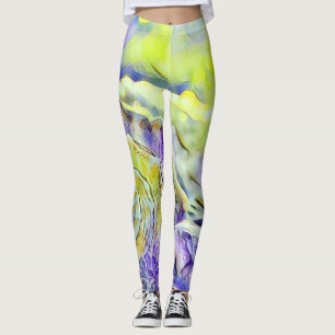 Gelbe lila Meeresmuschel in schäumender Meereswass Leggings
