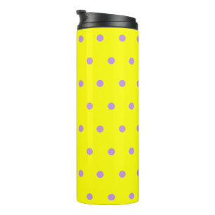 Gelbe Lila Polka Dots Thermosbecher