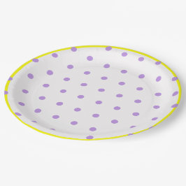 Gelbe Lila Polka-Punkte Pappteller