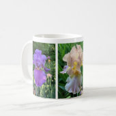 Gelbe Lila Rosa Iris Elegantes Foto Tasse (Vorderseite Links)