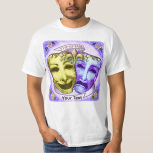 Gelbe Lila Schauspielermasken T-Shirt