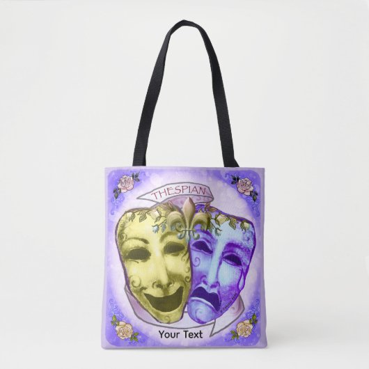 Gelbe Lila Schauspielermasken Tasche (Vorderseite)