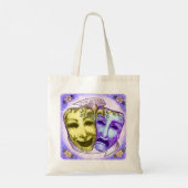 Gelbe Lila Schauspielermasken Tragetasche (Rückseite)