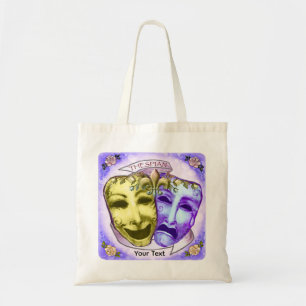 Gelbe Lila Schauspielermasken Tragetasche