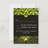 GELBE LILA SCHWARZE DAMASK MONOGRAM TOPAZ UAWG RSVP KARTE (Rückseite)