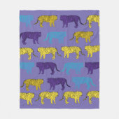 Gelbe Lila Tiger, große Katzen Fleece Blanket (Vorderseite)