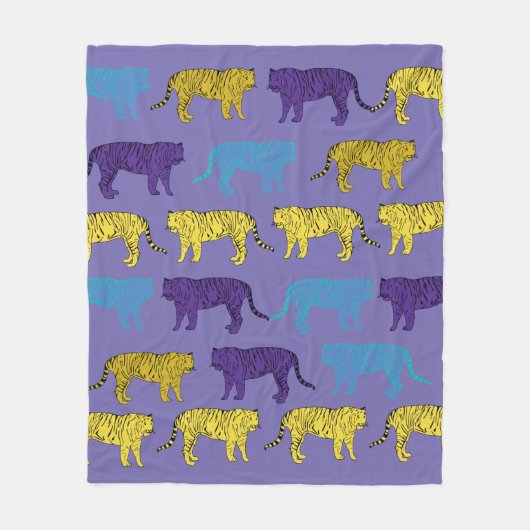 Gelbe Lila Tiger, große Katzen Fleece Blanket (Vorderseite)