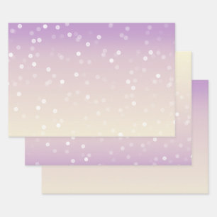 Gelbe Lila Weiße Bokeh-Punkte Geburtstag Geschenkpapier Set