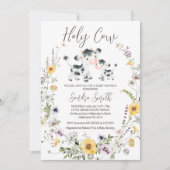 Gelbe Lila Wildblume Kinderdusche Einladung (Vorderseite)