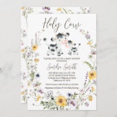 Gelbe Lila Wildblume Kinderdusche Einladung (Vorne/Hinten)