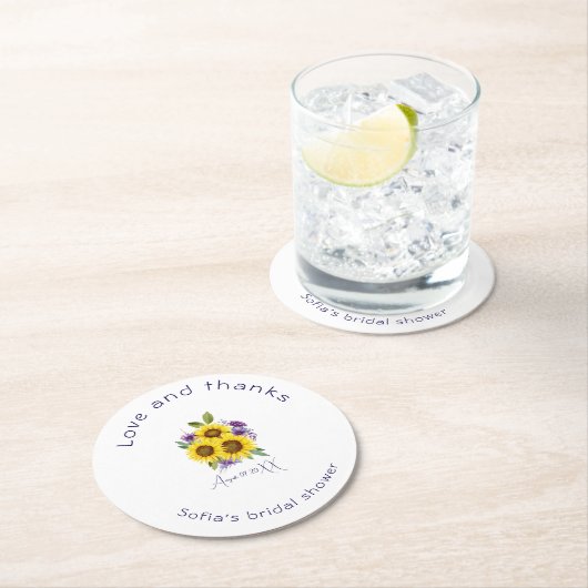 Gelbe lila Wildblume Runder Pappuntersetzer (Vor Ort)