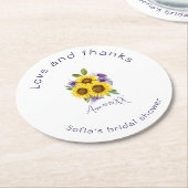 Gelbe lila Wildblume Runder Pappuntersetzer (Angewinkelt)