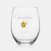 Gelbe lila Wildblume Weinglas Ohne Stiel (Vorderseite)