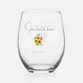 Gelbe lila Wildblume Weinglas Ohne Stiel (Rückseite)