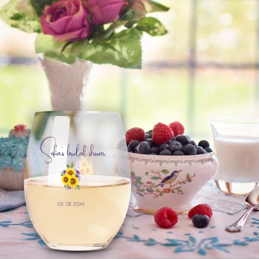 Gelbe lila Wildblume Weinglas Ohne Stiel