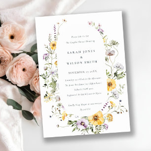 Gelbe Lilac Wildblume Paare Dusche einladen Dankeskarte