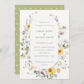 Gelbe Lilac Wildblume Rahmen Verlobung einladen Dankeskarte (Vorne/Hinten)