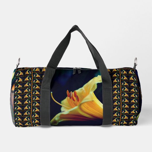 Gelbe Lilie Blume Abstrakt Personalisiert Duffle Bag (Rückseite)