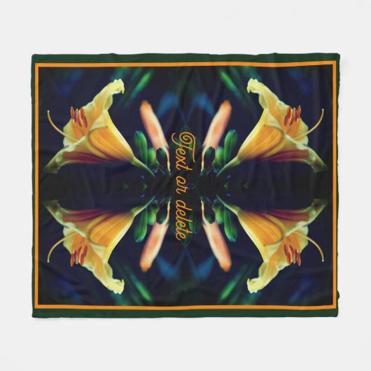 Gelbe Lilie Blume Abstrakt Personalisiert Fleecedecke (Vorderseite (Horizontal))