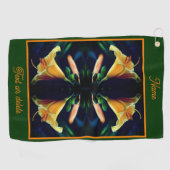 Gelbe Lilie Blume Abstrakt Personalisiert Golfhandtuch (Horizontal)