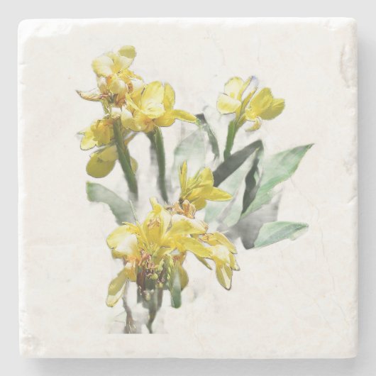 Gelbe Lilien Blumen Papierplatte Steinuntersetzer (Vorderseite)