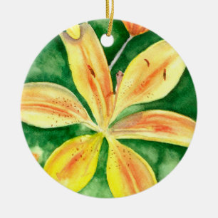 Gelbe Lilien im Garten Keramik Ornament