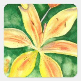 Gelbe Lilien im Garten Quadratischer Aufkleber