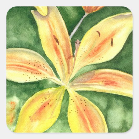 Gelbe Lilien im Garten Quadratischer Aufkleber (Vorderseite)