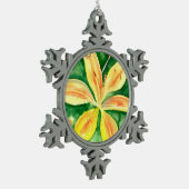 Gelbe Lilien im Garten Schneeflocken Zinn-Ornament (Links)