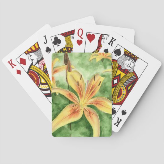 Gelbe Lilien im Garten Spielkarten (Rückseite)