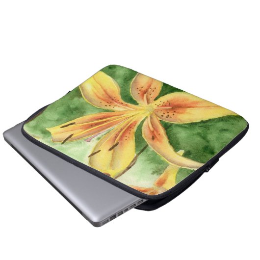 Gelbe Lilien im Gartenposter Laptopschutzhülle (Vorne Knopf)