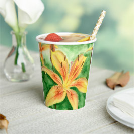 Gelbe Lilien im Gartenposter Pappbecher