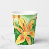 Gelbe Lilien im Gartenposter Pappbecher (Rückseite)