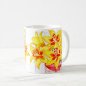 Gelbe Lilien-Tasse Kaffeetasse (VorderseiteRechts)