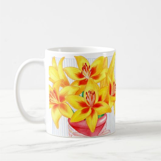 Gelbe Lilien-Tasse Kaffeetasse (Links)