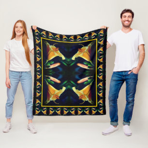 Gelbe Lilienblume Abstrakte Kunst Muster Fleecedecke