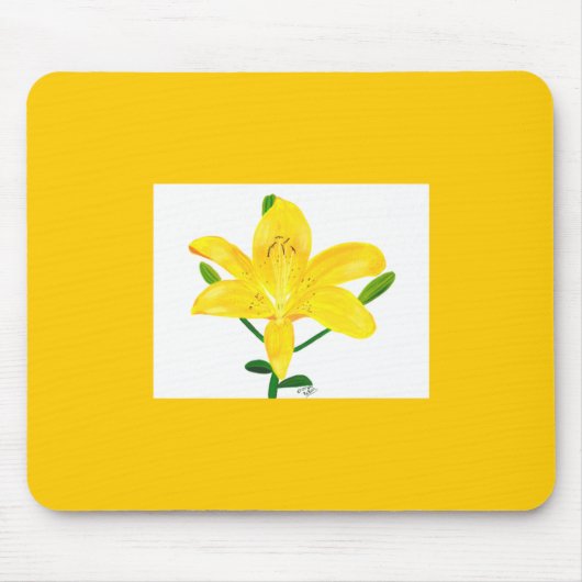 Gelbe Liliengrün-Blätter für benutzerdefinierte Mo Mousepad (Vorne)