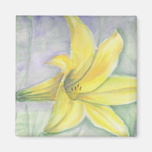 Gelbe Lilienmalerei in Acrylic Magnet (Vorne)