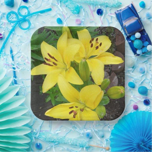 Gelbe Lilly-Papierplatte Pappteller (Party)