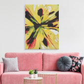 Gelbe Lily Blume Originale abstrakte Kunst Leinwanddruck (Insitu (Wohnzimmer))