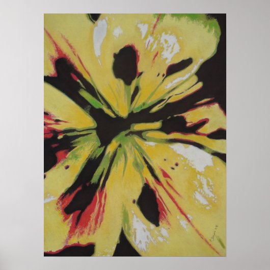 Gelbe Lily Blume Originale abstrakte Kunst Poster (Vorne)